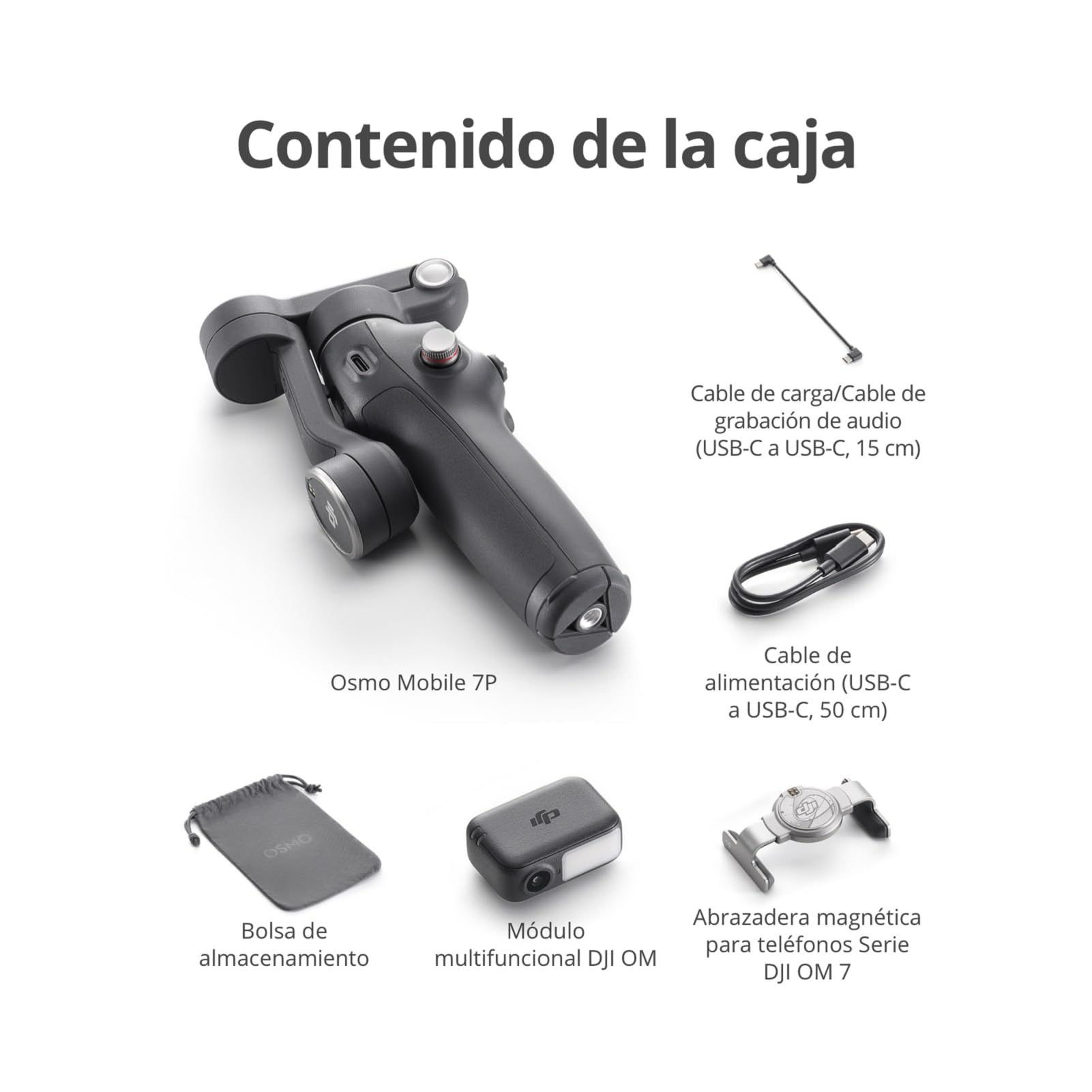 dji Osmo Mobile 7P Estabilizador para iPhone, Android, Seguimiento Nativo, Iluminación, Estabilizador para movil de 3 Ejes, Inicio rápido, Edición con un Toque, Brazo Extensible y trípode Integrados