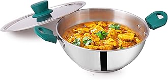 Stainless Steel Kadai/Kadhai with Steel Lid | 27cm/ 10.6 inch, 3.5Ltr, 1.18kg | Induction Friendly | 3-Layer Thick Bottom, 100% Toxin-Free, No Chemical Coating