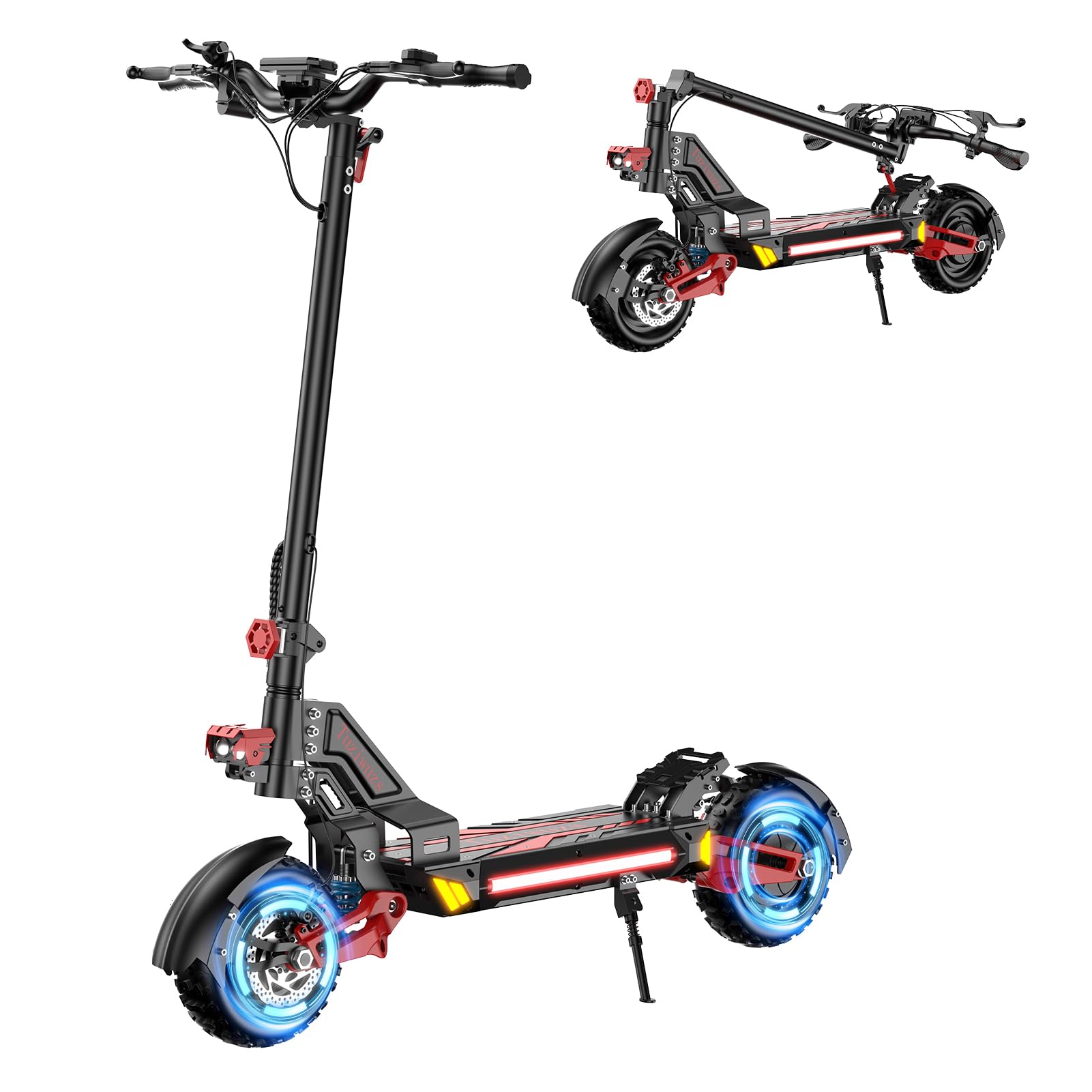 V2 5600W Dual Motor Electric Scooter for Adults, 48V26AH Lithium Battery, Up to 45MPH, 55 Miles Range, Dual Suspension, Dual Brakes, 3 Speed Modes, LCD Display – Off-Road Folding E Scooter