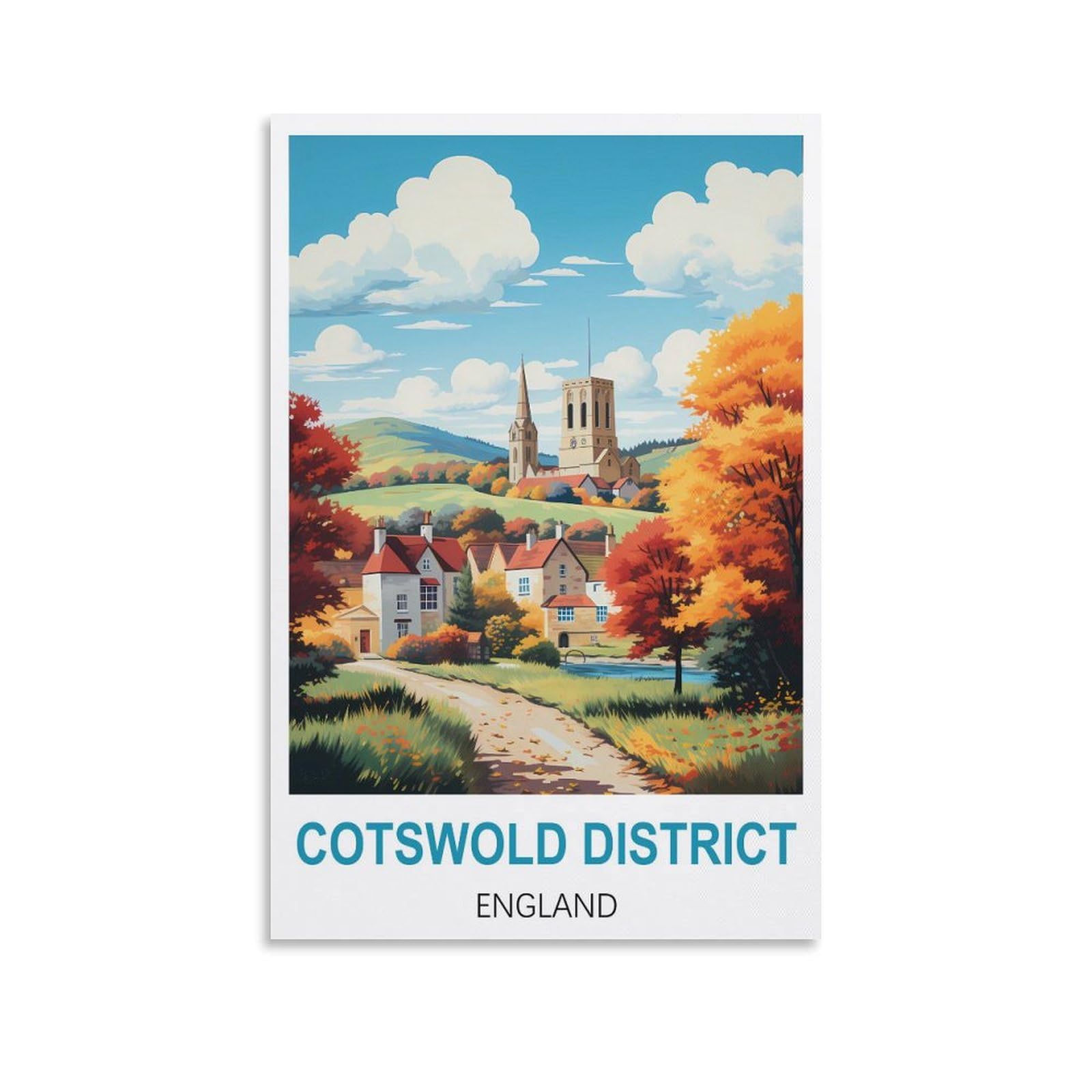 EZMLFA 5D Diamond Art Kits Adults,Cotswold District England,Gem Art,Crystal Kits Round Drill for Home Wall Decor Gifts,Women,Men 40x40cm