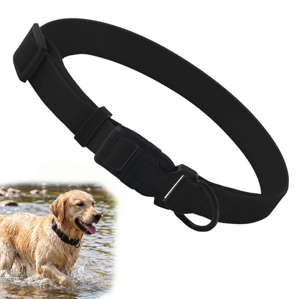Black Silicone Dog Collar, Waterproof Plastic PVC Rubber Dogs Collars Washable Quick Release Buckle Puppy Collars Easy Clean Swim for Medium Large Dogs, M