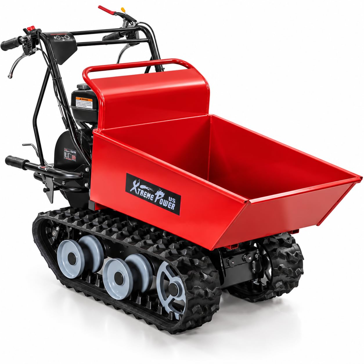 XtremepowerUS All-Terrain Track Barrow Gas Powered Utility Cart, 6.5HP 196cc Kohler Engine Motorized Wheelbarrow Wagon with Heavy-Duty Track Drive System
