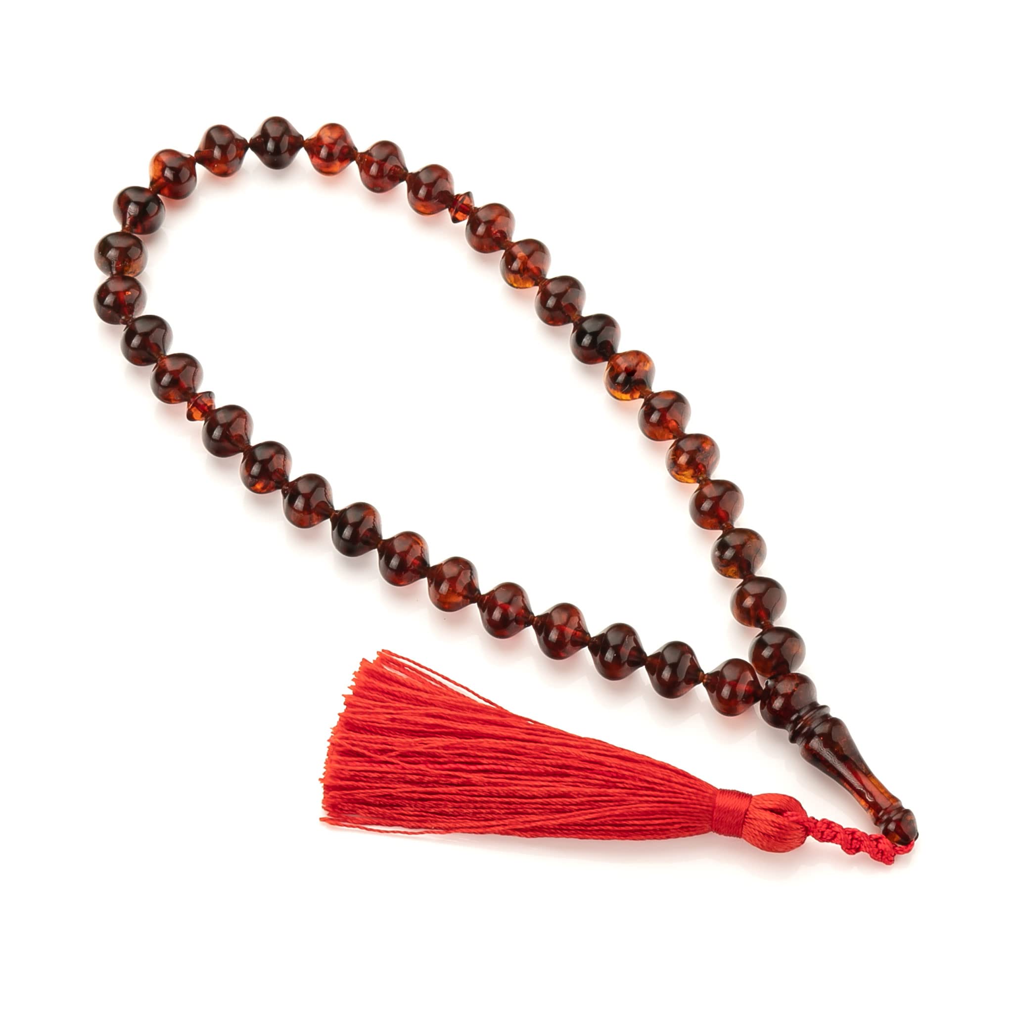 Amber Tasbih|Ręcznie robione|Bursztynowy Różaniec Muzułmański| Islamskie Koraliki Modlitewne,18g|Bernstein Tasbih|Bernstein Rosenkranz|Kahrman|Muzułmański Prezent