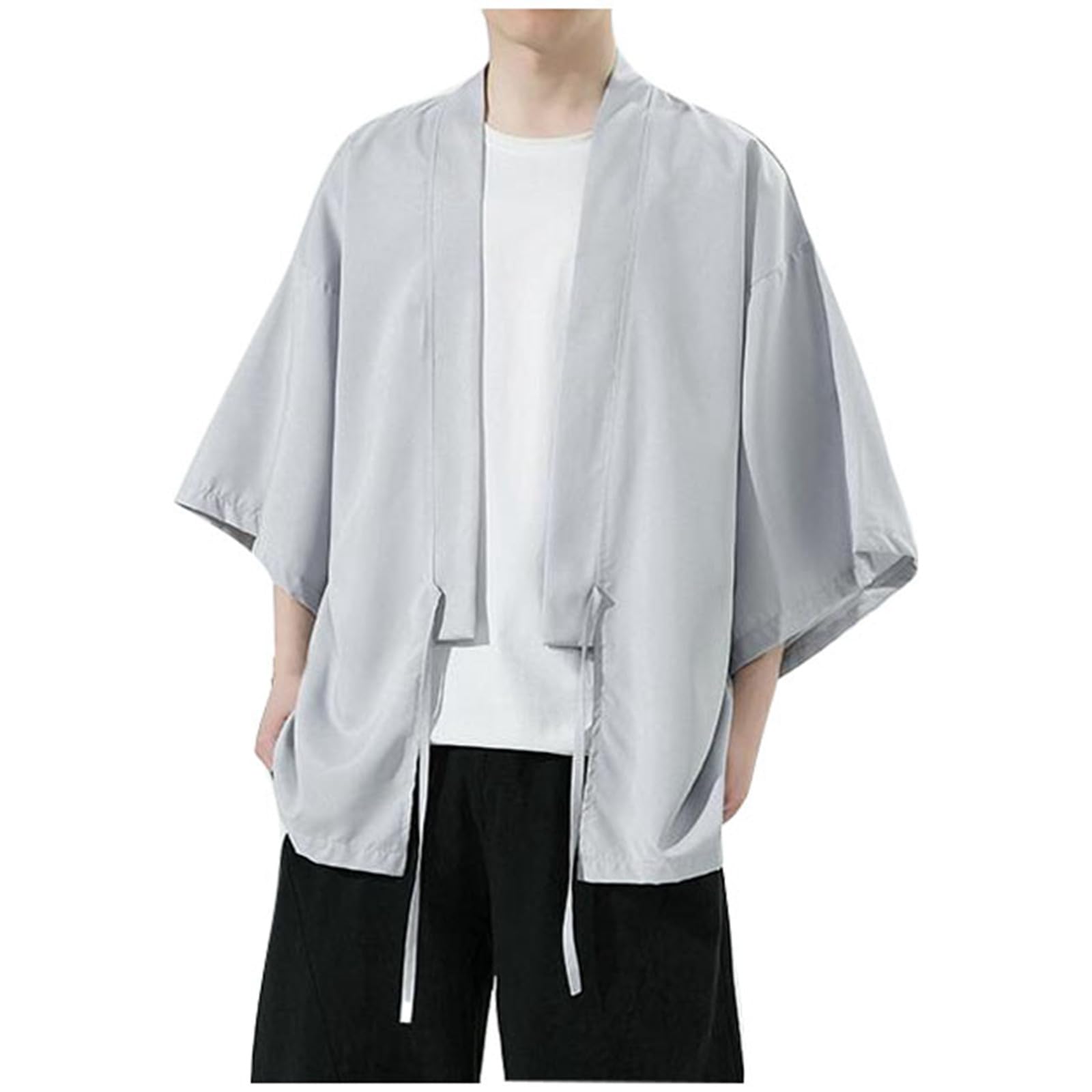 WAZHAKU Chaqueta de entretiempo para hombre Japón Kimono Hombre Cardigan Japón Happi Kimono Hanfu Camisas de manga larga Japón Harajuku Anime Robe Anime Ropa Unisex Blusa Suelta Verano Tops Traje Japón