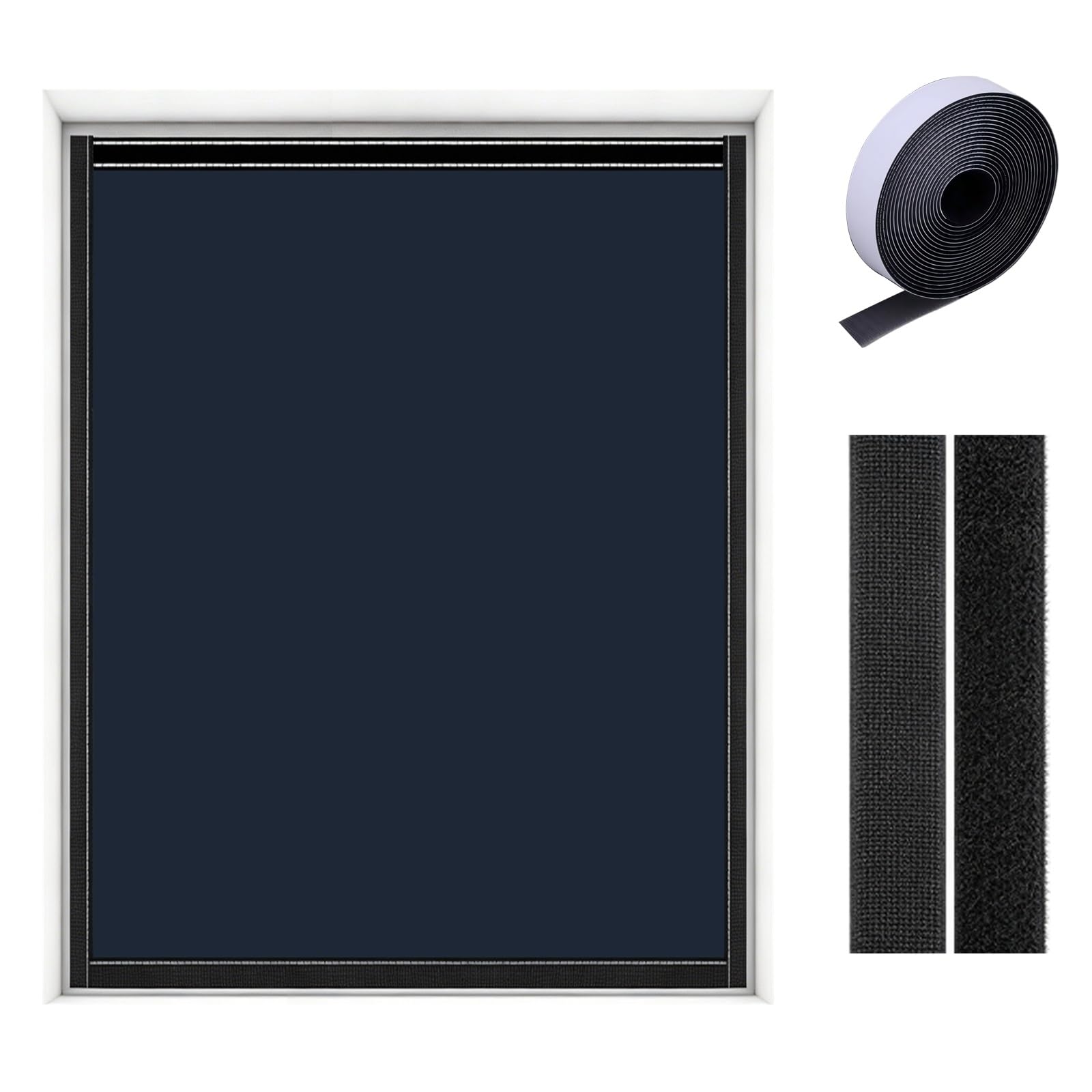 Blackout Curtains For Bedroom, 90x120cm Magnetic Blackout Shades, 100% Black Out Waterproof Window Curtains With Hook & Loop Strips For Any Window Frames(Paste Blue,160x200cm)
