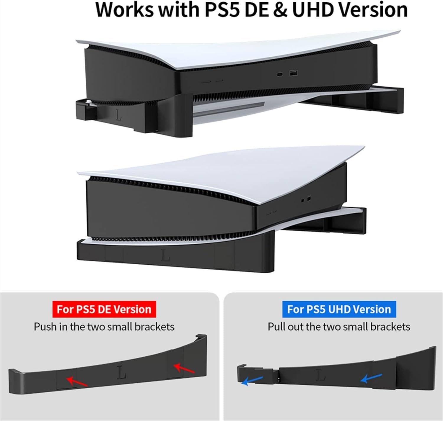 2 Pieces Universal Horizontal Game Discs Storage Display Stand Dock Mount Holder for PS5 DE/UHD Version Game Console Accessories (Color : 1)