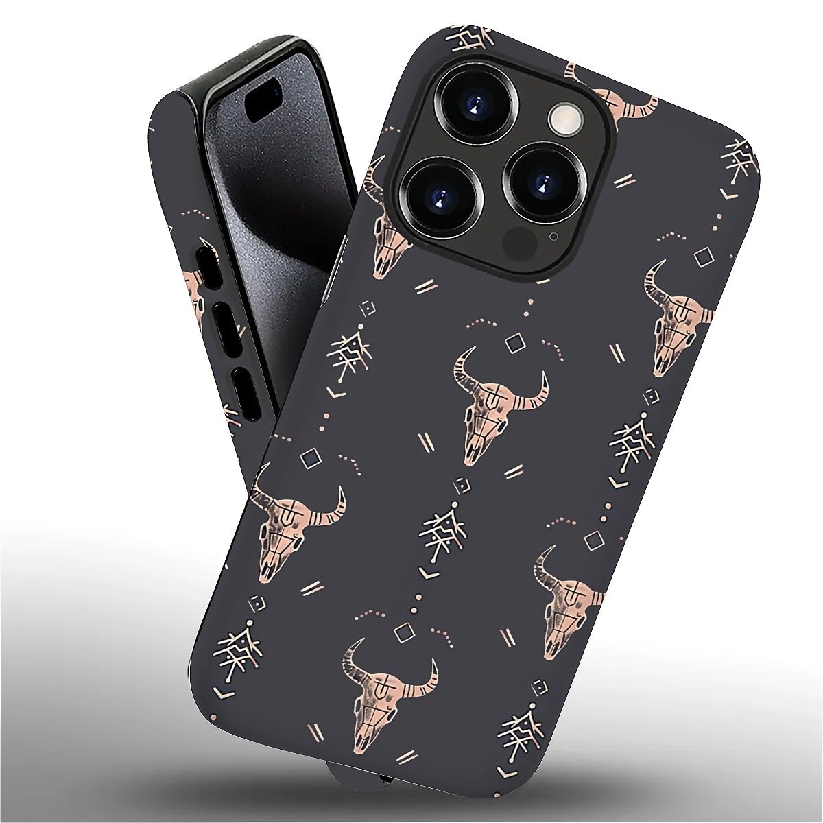 FKBRCL4U for iPhone 16 Pro Case, Hybrid 2-Layer Silicone Protective Matte Case for Girl Women Western Boho Country Southern Pattern for iPhone 16 Pro