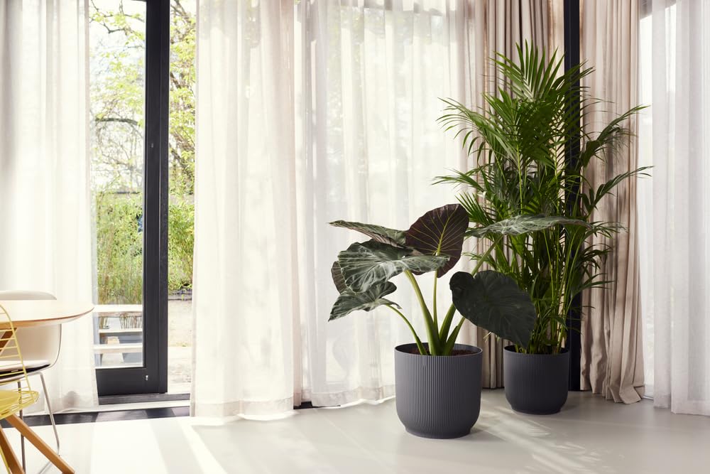 Elho vibes fold round 47cm vaso da fiori - Anthracite | Ø 47 x Alt. 43.6 cm | Adatto per interni | Plastica riciclata al 100%