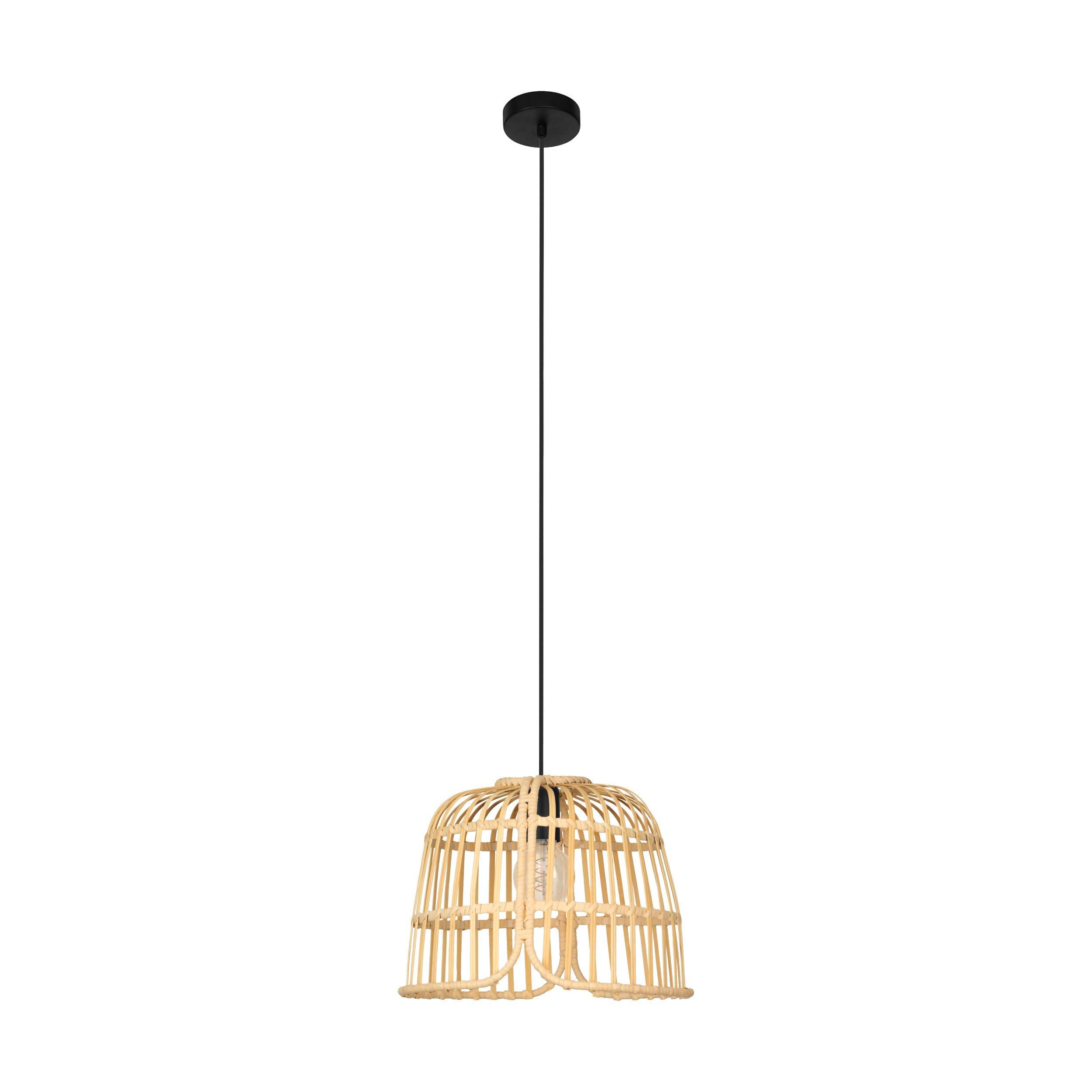 Eglo Glyneath Pendant Light, Bamboo Lampshade Ø 37.5 Cm