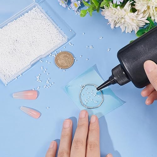 Miniatura 3 de OLYCRAFT 10000 cuentas de perlas blancas sin agujero de 0.069 a 0.079 pulgadas, perlas de uñas súper pequeñas, perlas acrílicas sueltas, material de