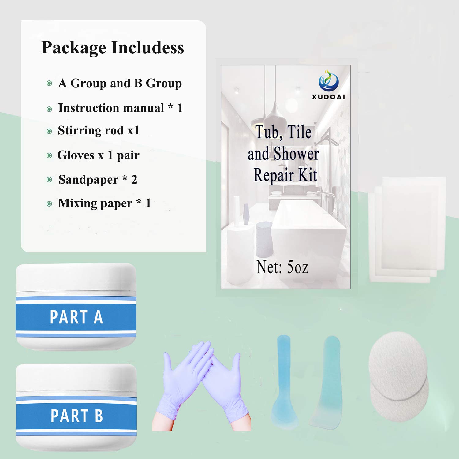 Bathtub Repair Kit 5oz White for Repairing Bathtubs, Ceramic Tiles