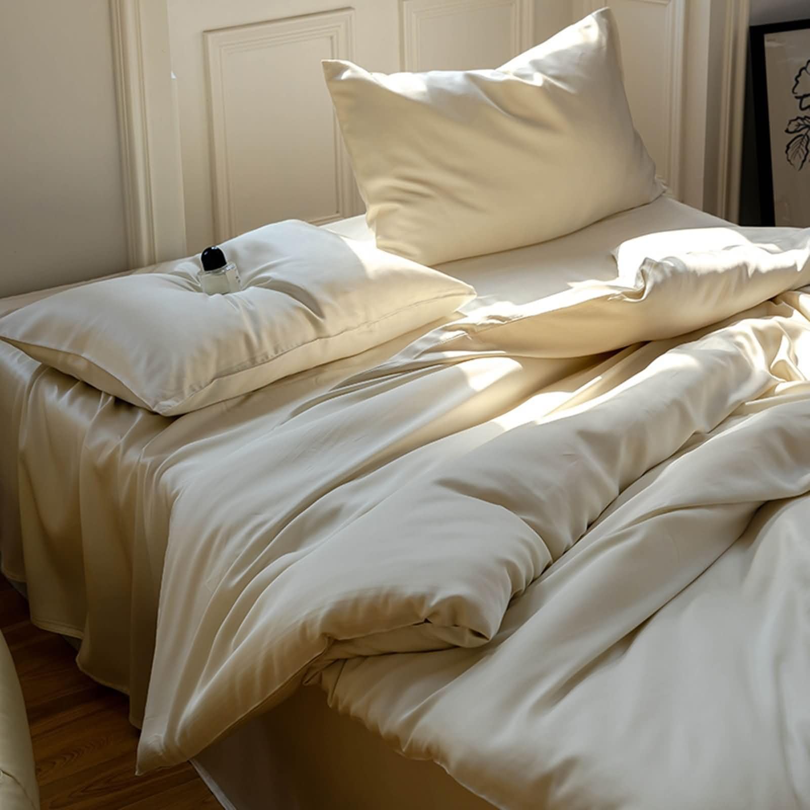 Housse de couette 150x200cm thermorégulatrice en lyocell hypoallergénique uni
