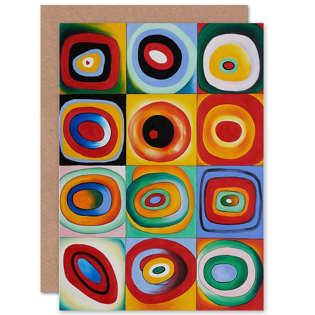 Wee Blue Coo FARBSTUDIE QUADRATE BY WASSILY KANDINSKY ART GREETINGS CARD