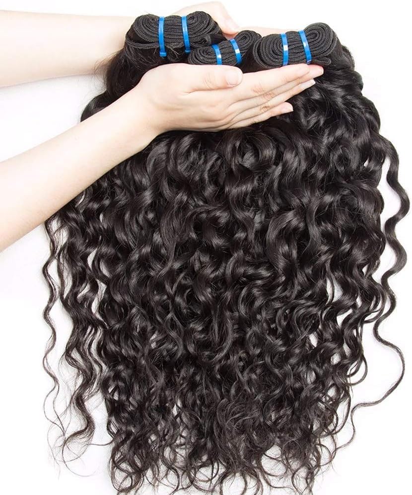 Water Wave Bundles Human Hair Deep Wave Bundles 12A Brazilian 100% Unprocessed Virgin Human Hair Wet and Wavy Bundles Double Weft Curly Weave 3 Bundles Natural Black 24 26 28 Inch - Image 4