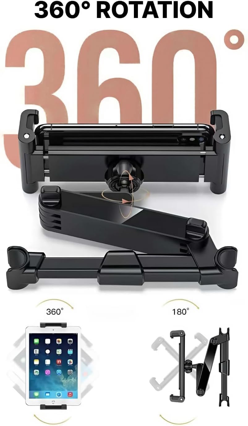 Owleys Tablet Holder for Car Headrest - Car Accessories for Kids - iPad Holder for Car Backseat - Adjustable Tablet Stand - Kids Road Trip Essentials - for iPad Air Pro Mini Galaxy 1pc