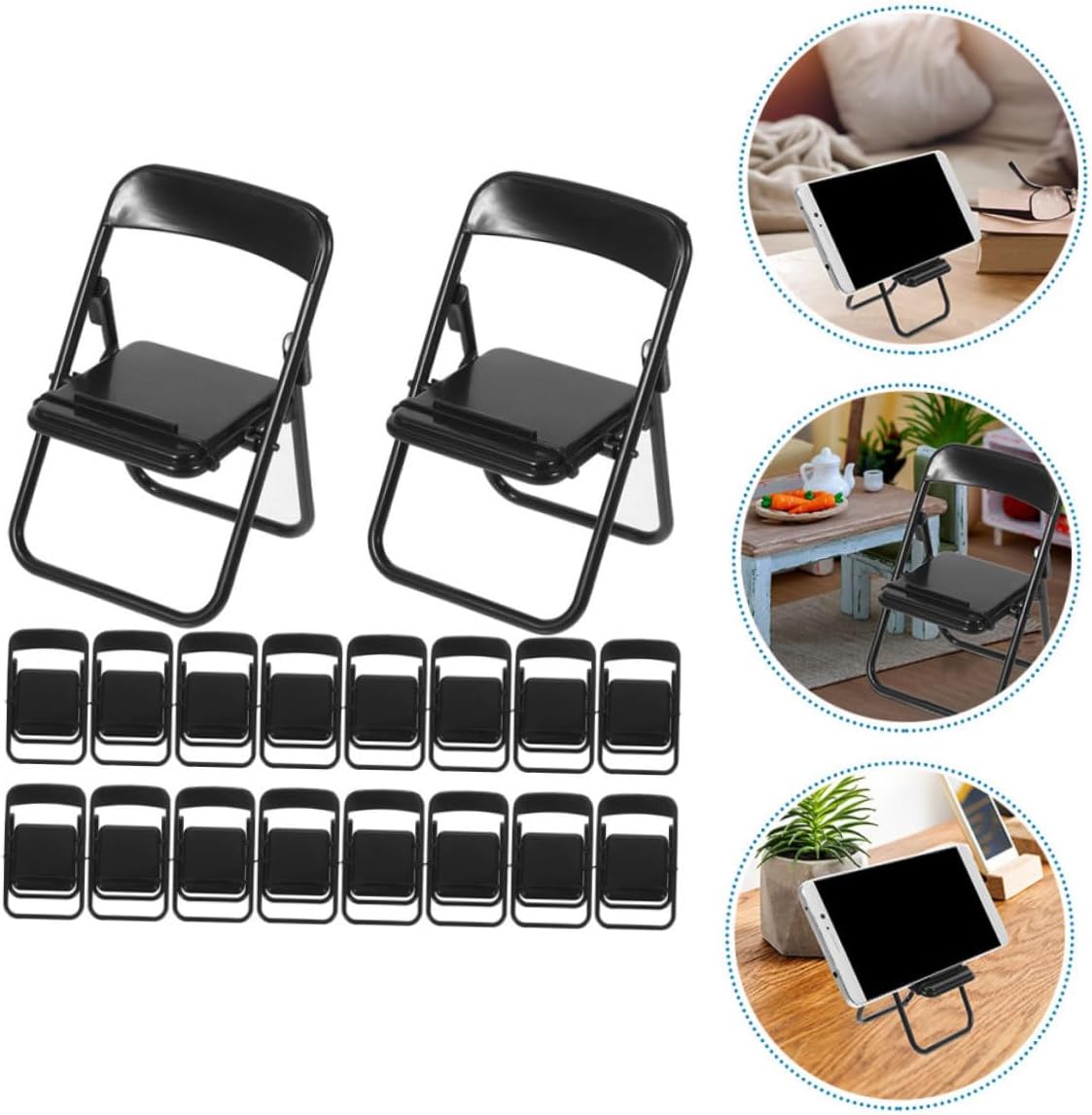 Yardwe 96pcs Miniature Folding Chair Dollhouse Accessory Multi-Functional Phone Holder for Miniature Scenes Realistic Design Chic Colors for Creative Play and Decoration