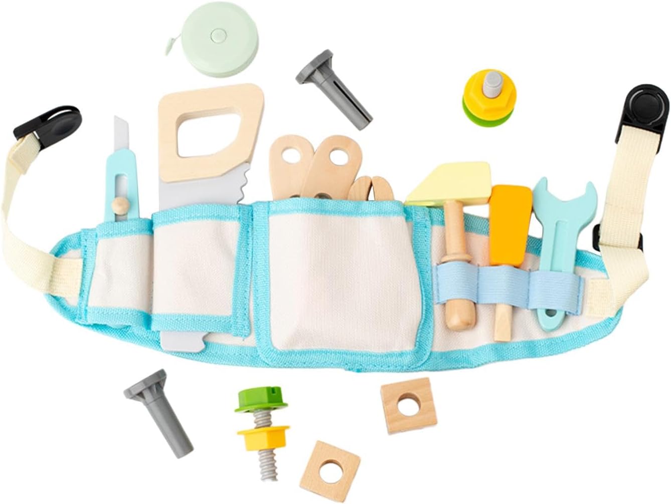 Childrens Tool Belt Set, STEM, Motor Activity Toys, Construction Toy Wood Toy Set for Kids Kindergarten