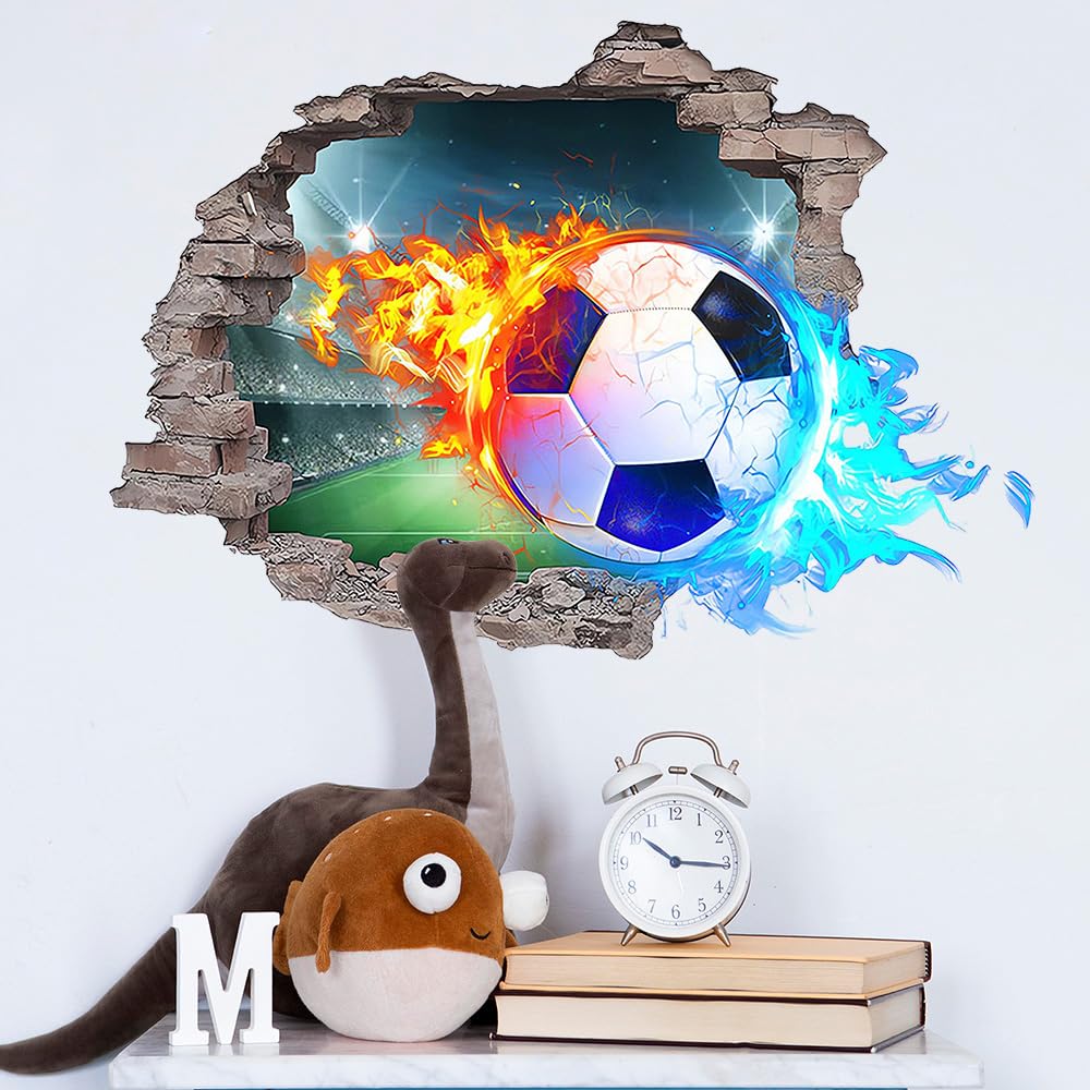 YunBey Football Wall Sticker 3D Boys Bedroom Wall Stickers Football Wallpaper Bedroom Accessories Decoration Children's Room Teenager's Room - Image 3
