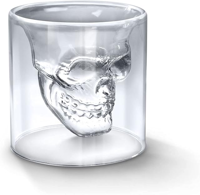Shot Glasses Crystal Skull Shape Whiskey Beer Wine Glasses Bar Tableware, 250ml