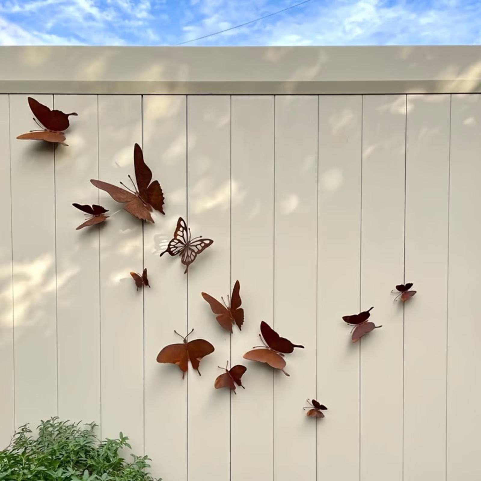 Jinhxofs 12 Pezzi Farfalla Arrugginita Resistente, Farfalla Decorative in Metallo, Regalo Decorazione Murale per Staccionata, Esterno, Giardino, Cortile