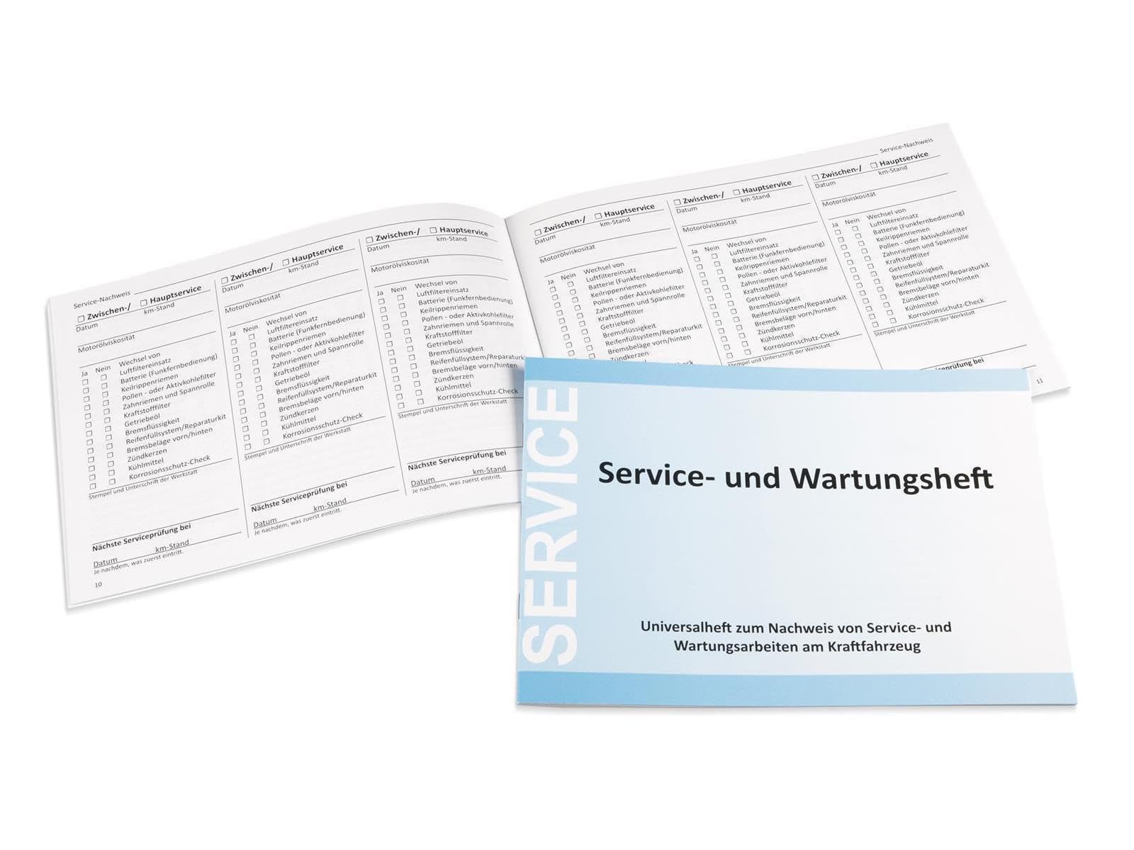 10x Serviceheft Wartungsheft Werkstatt | Serviceheft Wartungsheft Auto universal