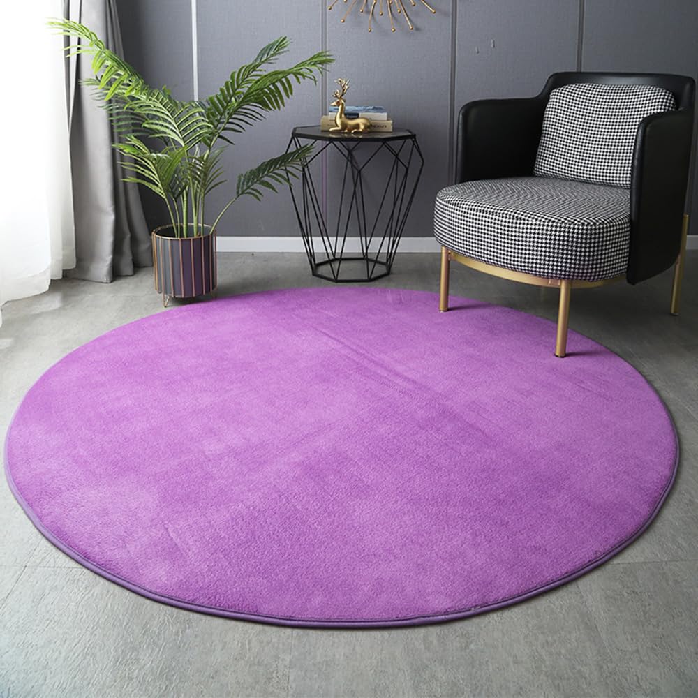 Tapis rond en peluche 160 cm tapis poils longs lavable antidérapant