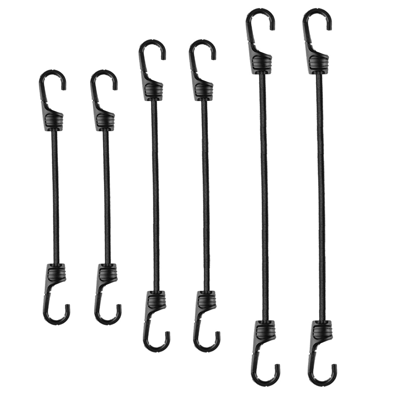 SDTC Tech 6-Pack Bungee Cords with Plastic Steel Hooks 12