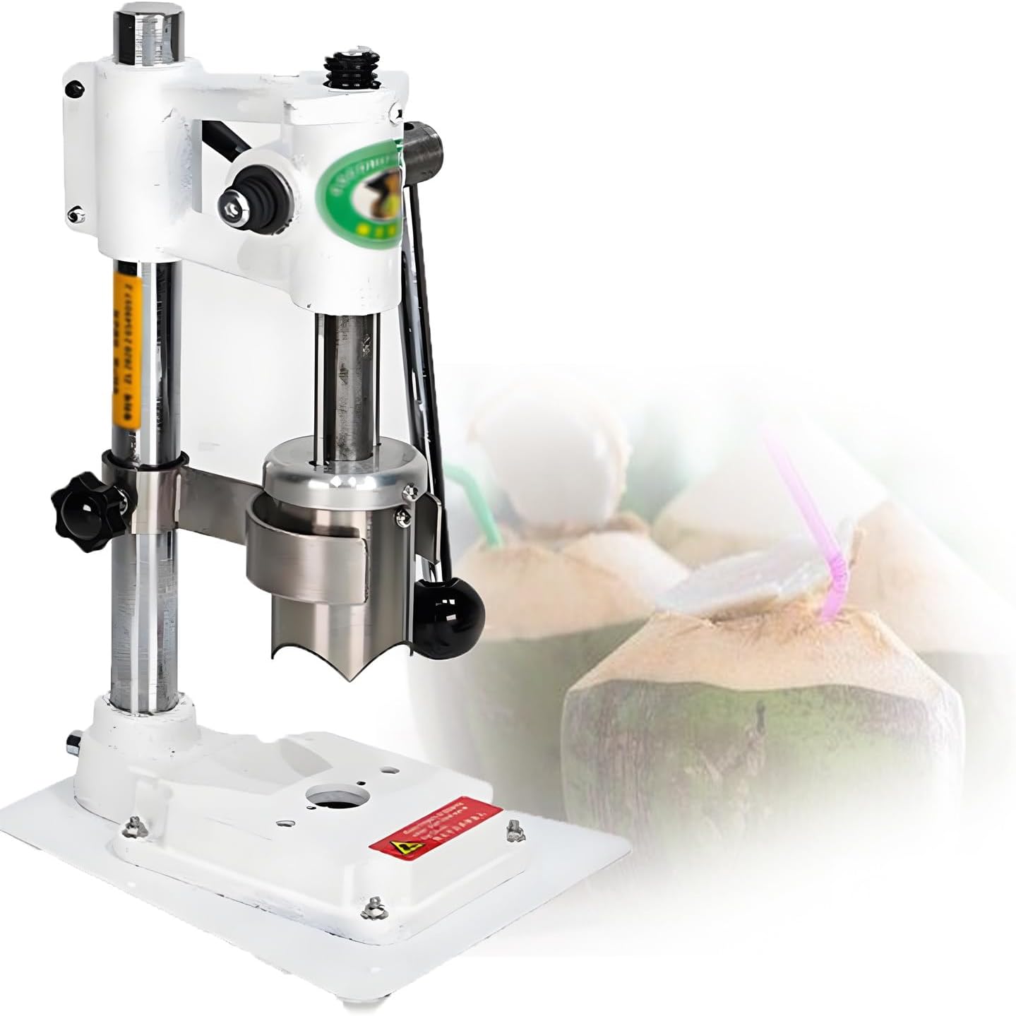 Manual Coconut Opener Tool,Stainless Steel Coconut Puncher & Shell Opener Machine,Effortless 2-Second Opening for Green Coconuts,No Knives Needed,Durable & Rust-Proof,White