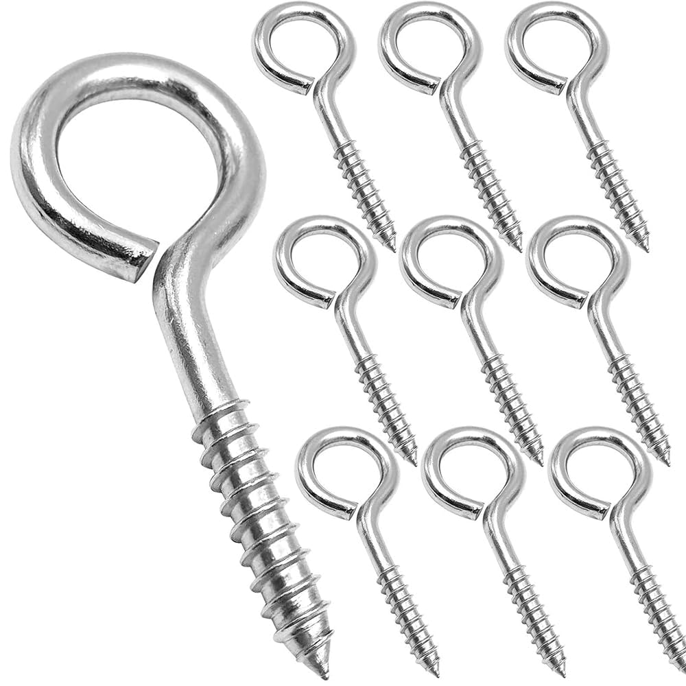 Lot de 10 vis à œillets, crochets à vis M5 en acier inoxydable, 304, vis à anneau auto-filetantes pour bricolage, créations en liège, crochets pour cadres en bois