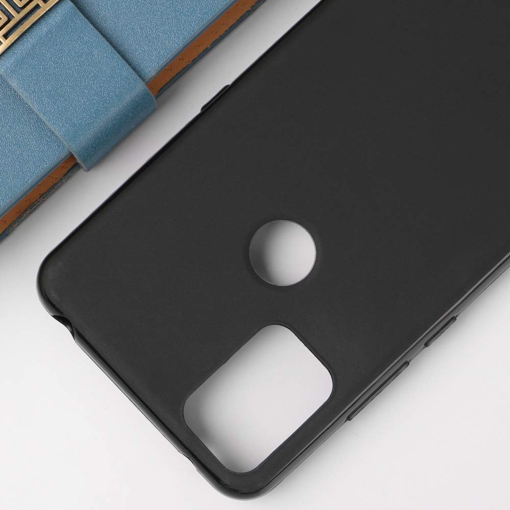 Compatible con Alcatel 3X (2020) 5061u 5061k funda protectora soft slim gel silicona negra protección flexible mate suave TPU + película de cristal templado 9H