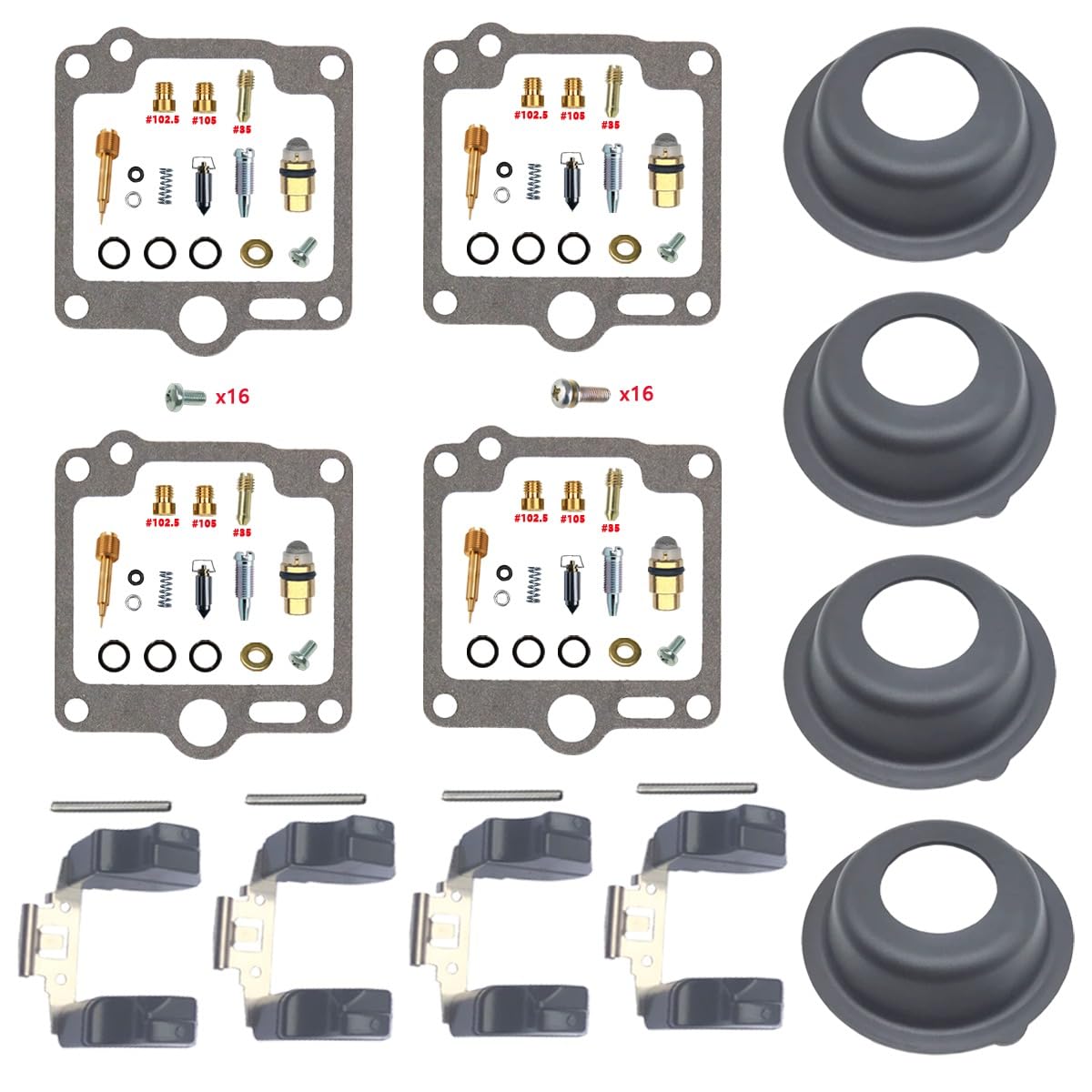 Kit Reparación Carburador FJ600 1984-1985 600cc Flotador | para 4 cilindros en línea FJ reparación piezas moto carburador revisión repuesto aguja membrana junta tórica
