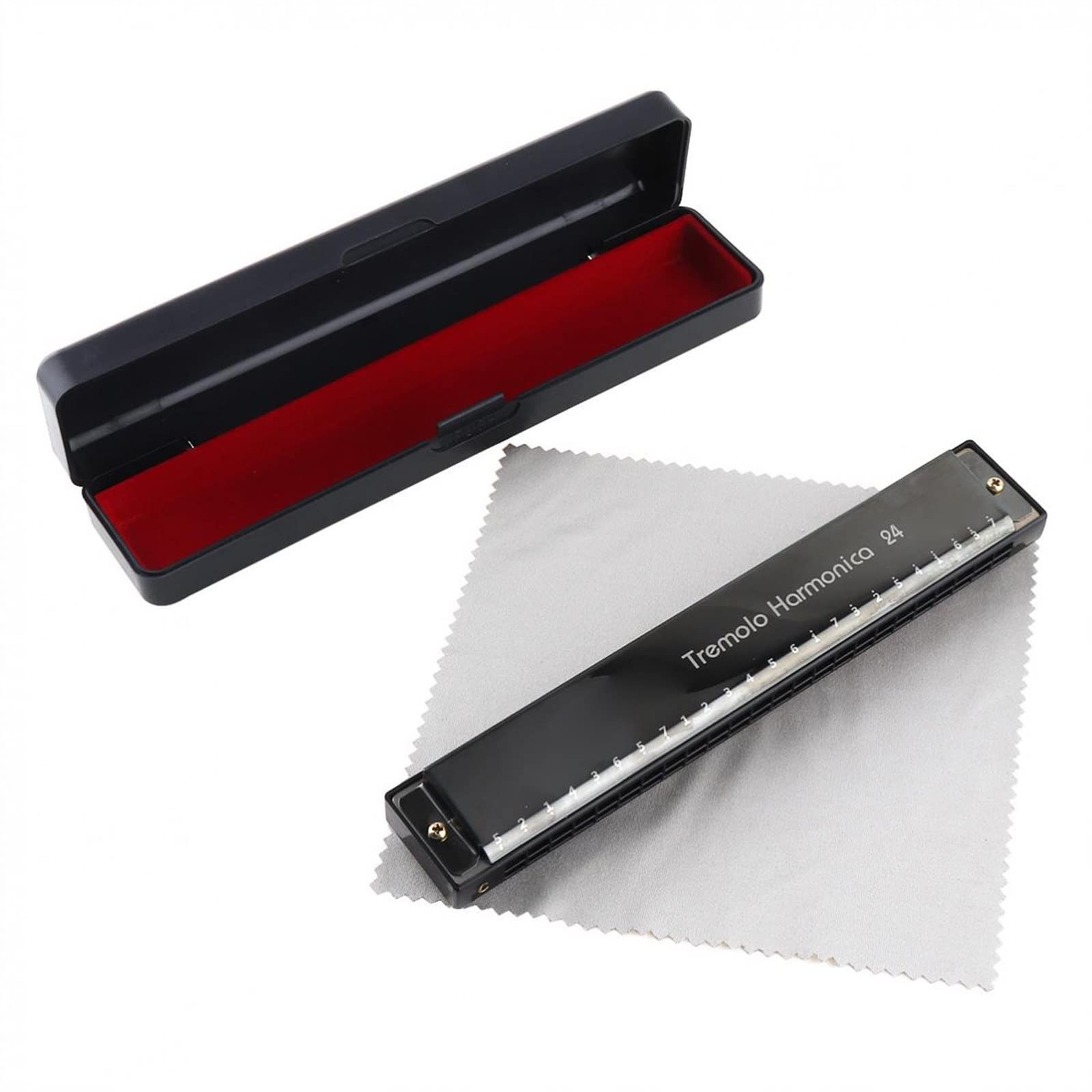 Standard Mundharmonikas Matte 24-Loch-Titan-Mundharmonika-Tremolo-Tonschlüssel C-Harfe-Mundharmonika-Musikinstrumente