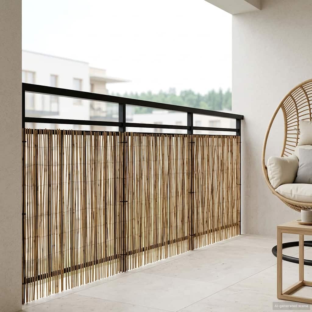 Clôture de jardin en roseau carbone 500x80 cm brise-vue naturel extérieur
