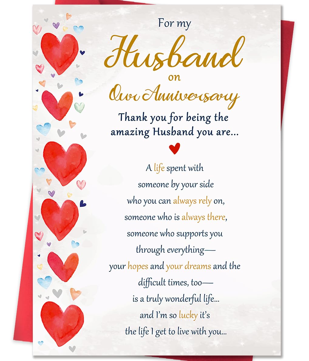 Beixian Romantic Anniversary Card for Husband, Funny Anniversary Card Gifts from Wife, Sweet Wedding Day Gifts for Husband