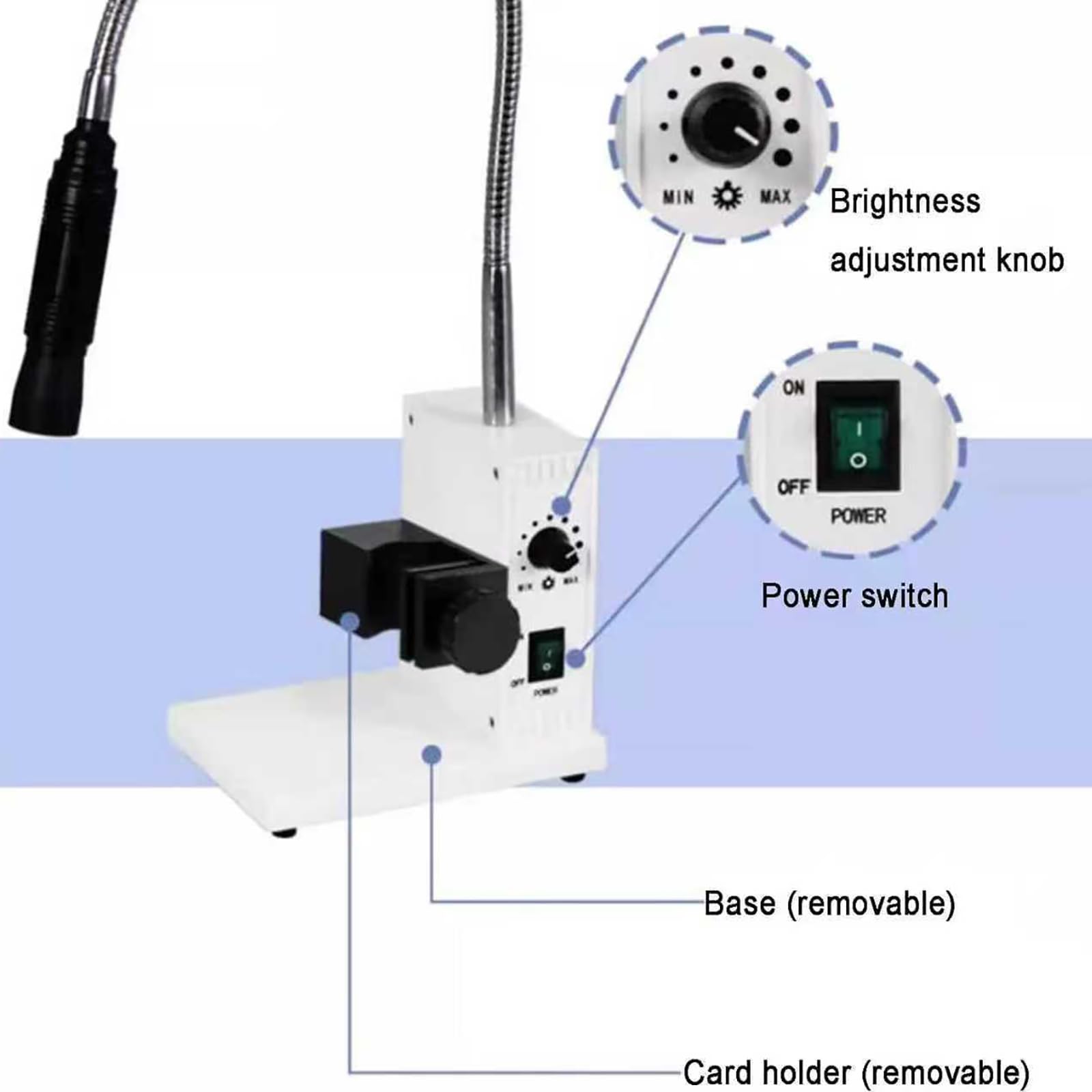 COYEUX Glasfaser-Mikroskopbeleuchtung, Dual-Schwanenhals-LED-Lichtquelle, 6000 K, einstellbare Helligkeit, für Stereo-Zoom-Mikroskop