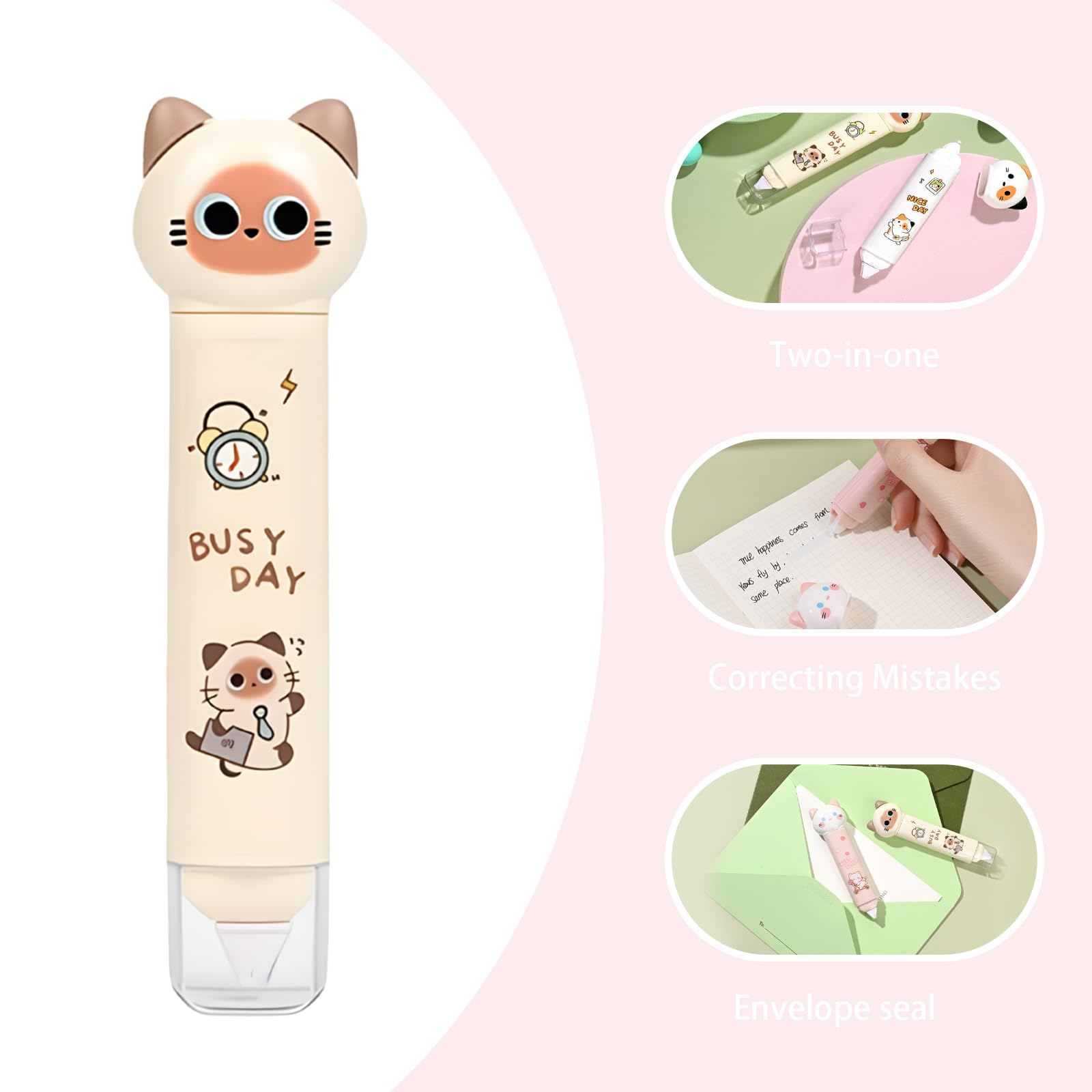 Set da 7 articoli di cancelleria per la scuola, set di articoli per la scuola, cancelleria giapponese Kawaii, regalo di Natale e compleanno, include temperamatite, evidenziatore, correttore a nastro