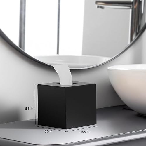 Miniatura 3 de HIIMIEI Funda para caja de pañuelos, soporte de pañuelos de acrílico, dispensador de servilletas para decoración de escritorio, oficina en casa,