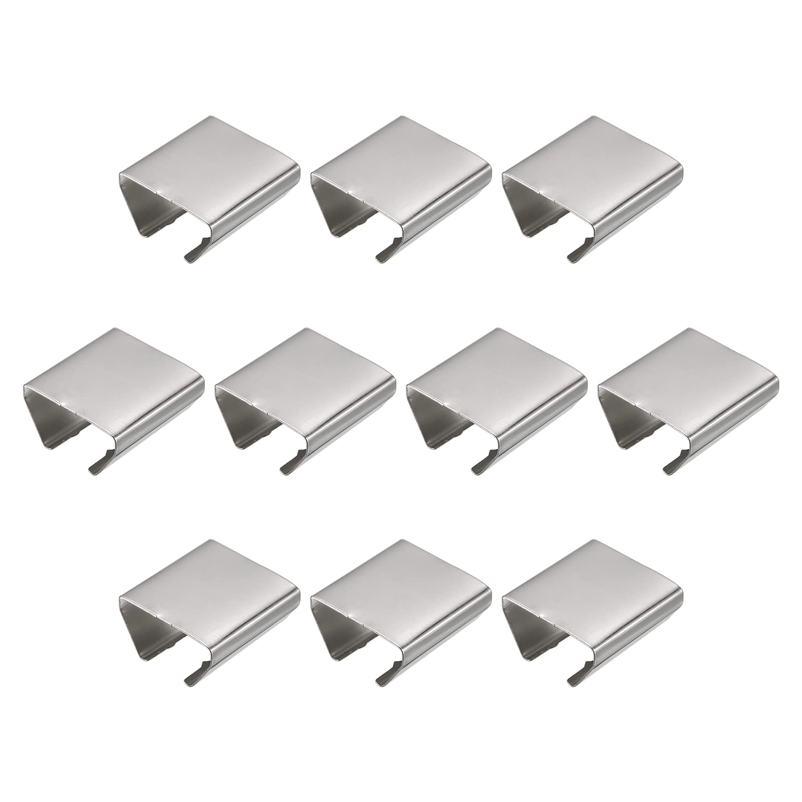 uxcell Fold Over Crimp End Caps, 50Pcs 20 x 20mm Ribbon End Clasp Tips Clamp Cord Ends for Jewelry DIY Craft Making, White Nickel