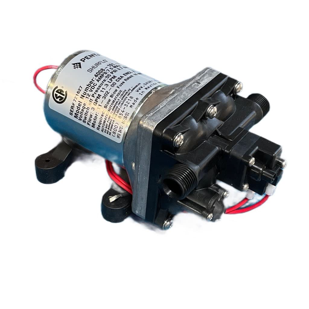SCT Shurflo - Bomba de agua para caravana de 12 voltios 3.0 GPM - 4008-101-A65 / E65 y 1/2 pulgada | Bomba de agua para fontanería y caravana | Paquete de colador de tubería opcional giratorio |