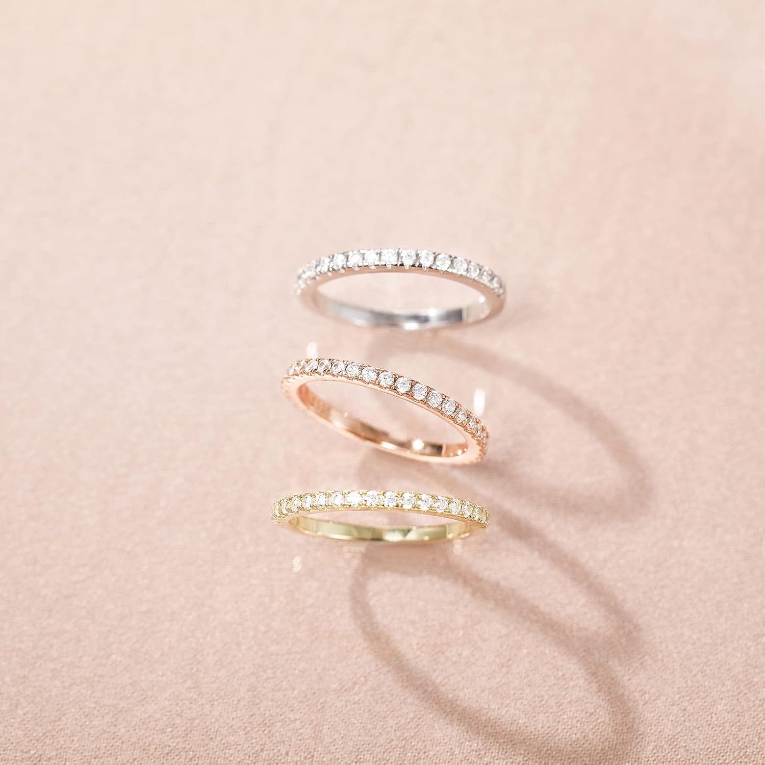 EAMTI 2mm 925 Sterling Silver Wedding Band Cubic Zirconia Full Eternity Stackable Engagement Ring Size 3-13 - Image 4