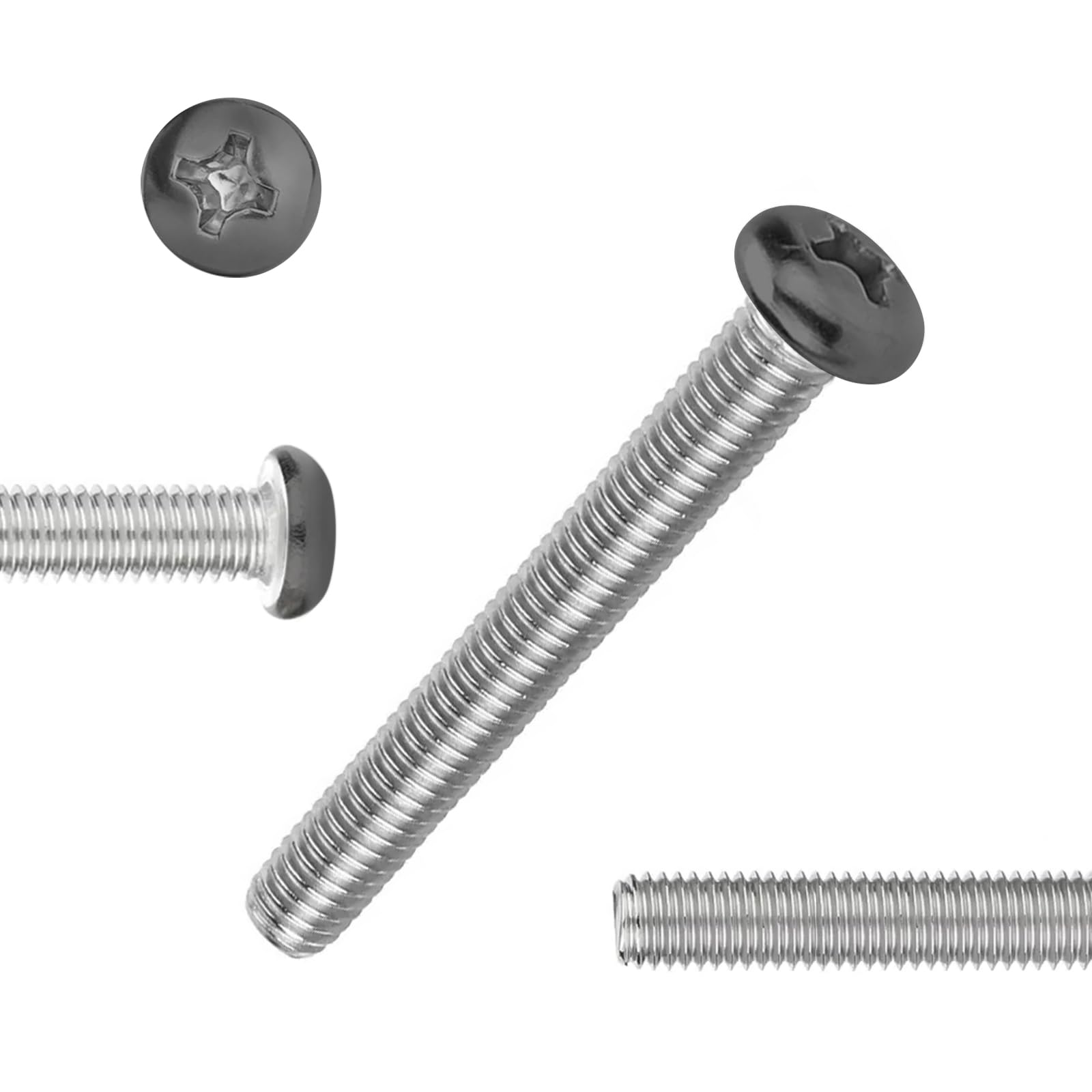 QISHENG 100 PCS Black Head #6-32X1-1/2(1.5 inch) Stainless Steel Phillips Pan Head Machine Screws,DIY,Repair,Install Furniture and Electrical