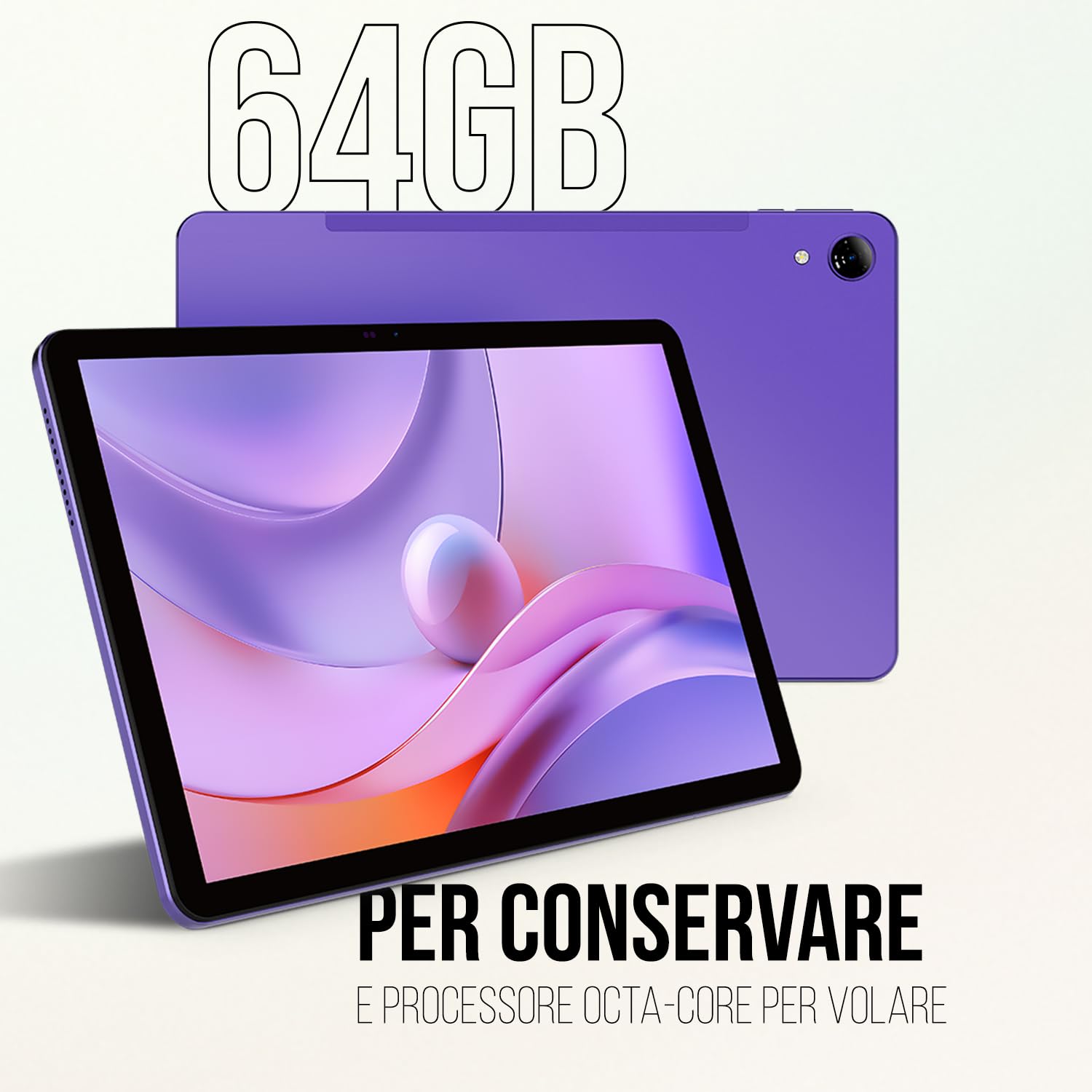 SPC Gravity - Tablet 10,1 pollici HD colore viola | Octa-Core, 4 GB di RAM e 64 GB di memoria espandibile | 9,5 ore di durata della batteria | Controllo genitori Google Family Link | Androide 14