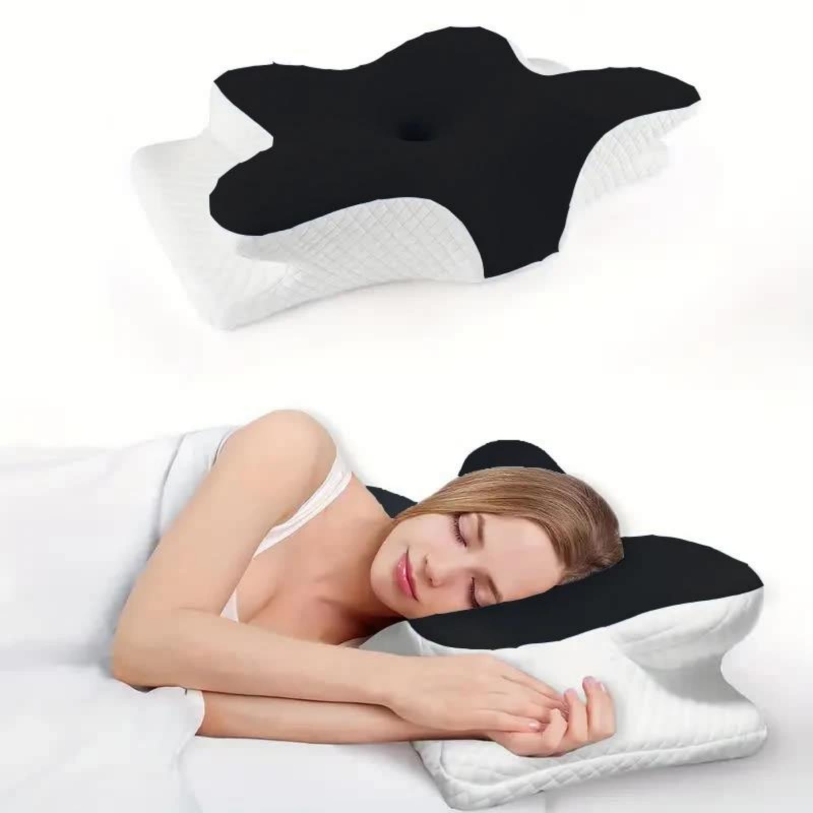 BFJNFPBEU Ergonomic Cervical Pillow, Memory Foam Contour Pillow, Orthopedic Support Pillow Roll Packed for Easy Shipping,Black