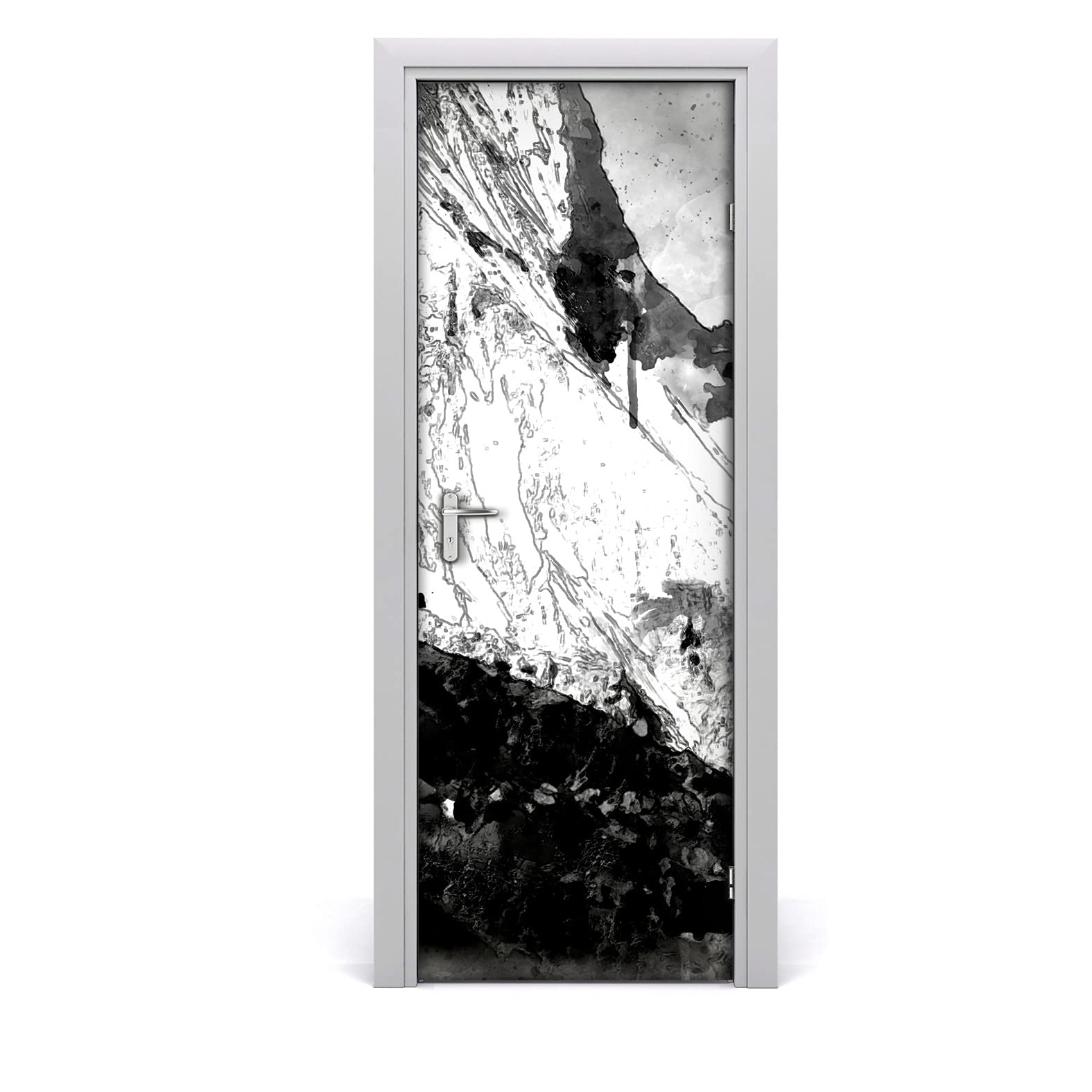 Décoration de porte montagnes sticker mural pour une ambiance chalet nature