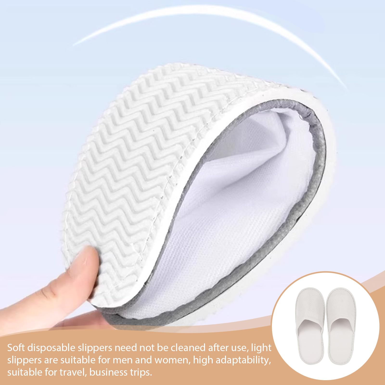 20 paia di pantofole in spugna, per hotel, colore bianco, per ospiti, 4 mm, chiuse, in spugna, unisex, per hotel, salon spa, casa, pantofole usa e getta, bianco, X-Large X-Larga