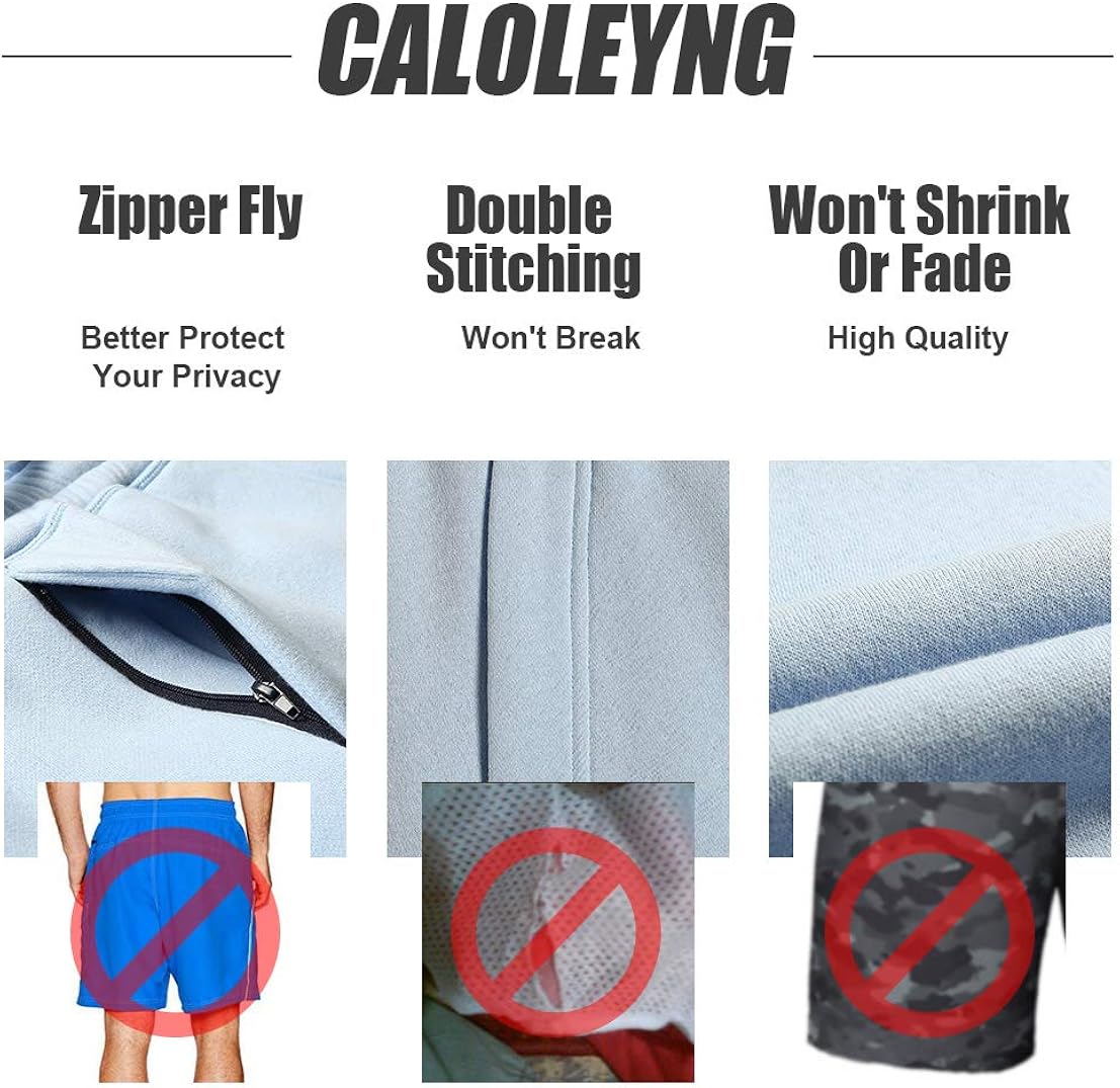 caloleyng Mens Cotton 8" Long Casual Lounge Fleece Shorts Pockets Jogger Athletic Workout Gym Sweat Shorts Small Sky Blue