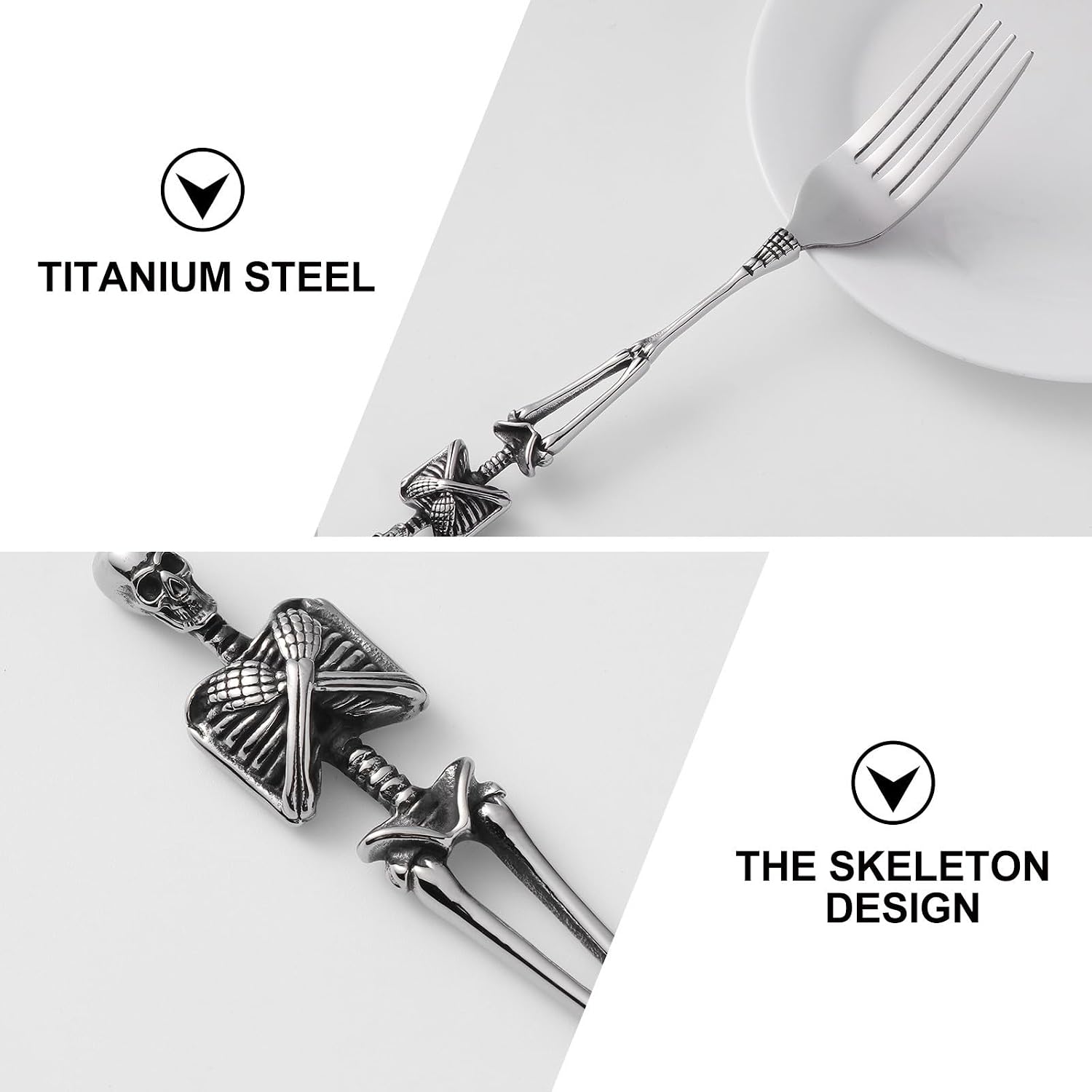 Skeleton Cutlery Titanium Steel Retro Fork Tableware Xmas