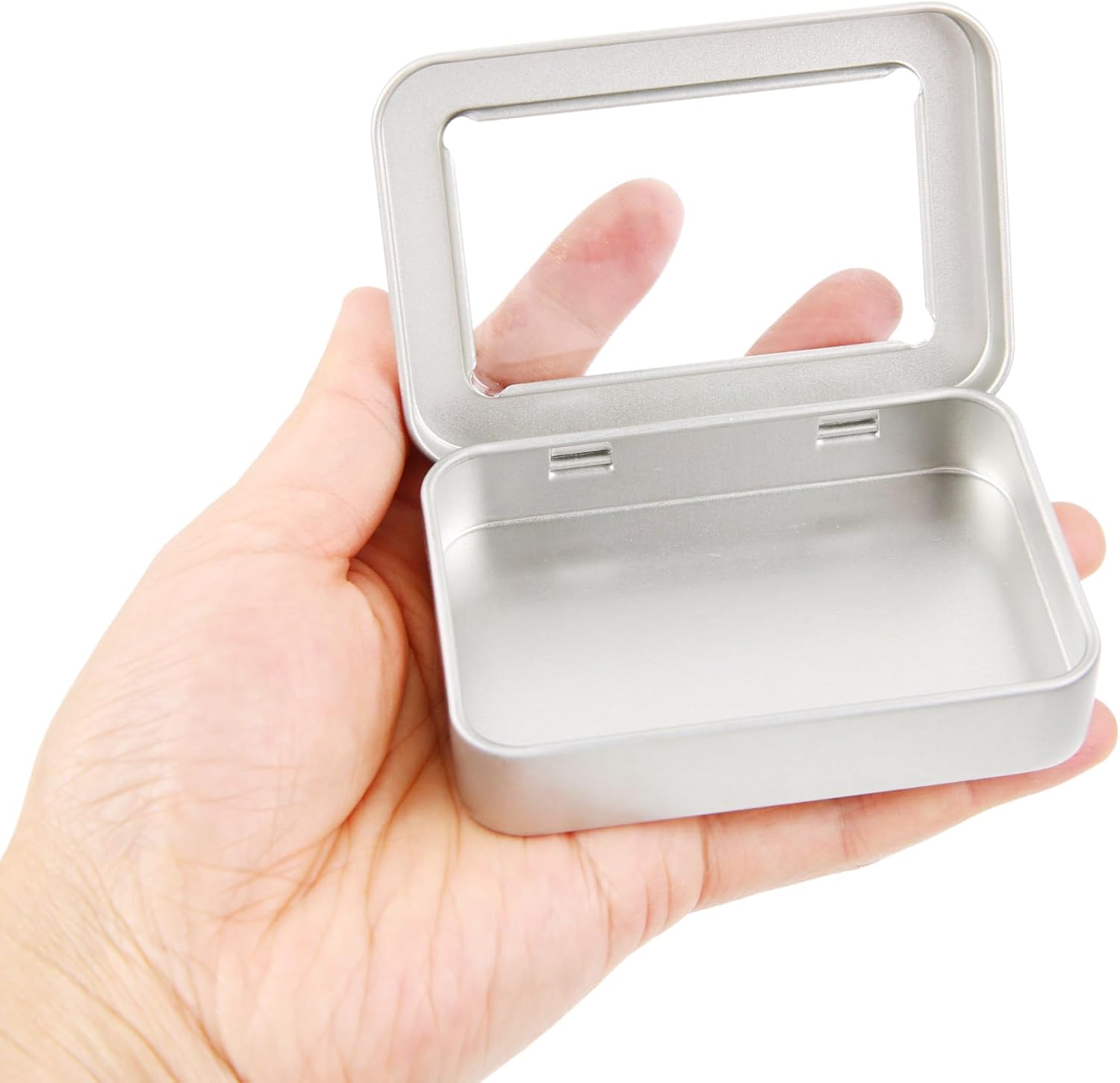 2Pcs Portable Floss Picks Case with Transparent Window, 3.35*2.4*0.67inch / 8.5*6.1*1.7cm Empty Floss Picks Dispenser,Small Reusable Floss Pick Holder Boxes for Travel, Outdoor(Silver) - Image 3