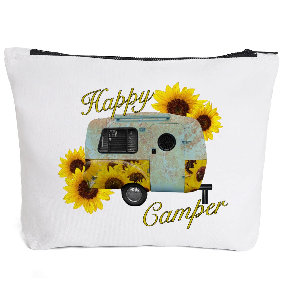 Fokongna Camper Accessories for Travel Trailers- Happy Camper -Campfire Makeup Bag Gifts for Camper Camp Retro Vintage Camping Camper Decorations for Inside-Q