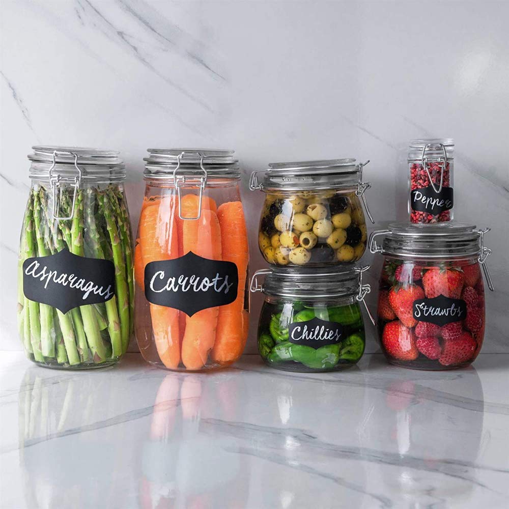 Barattolo Ermetico In Vetro, Zuccheriera Portatile Di Grande Capacità, Contenitore Per Il Tè, Barattolo Kimchi, Vasetti In Vetro Per Stoviglie Con Coperchio A Clip Ermetico Per Frutta -Round||750ml